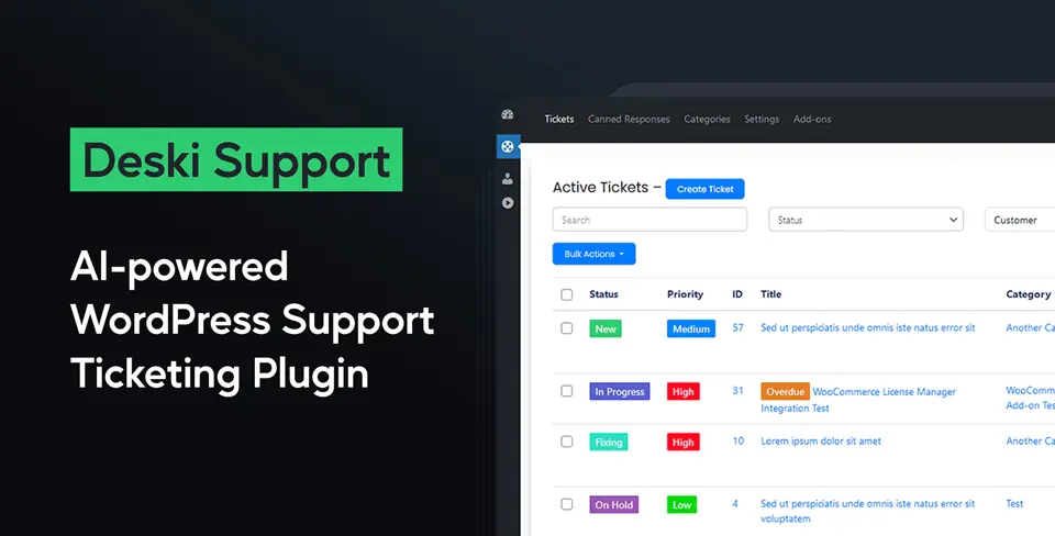 Deski Support - AI-powered WordPress HelpDesk & Support Ticketing